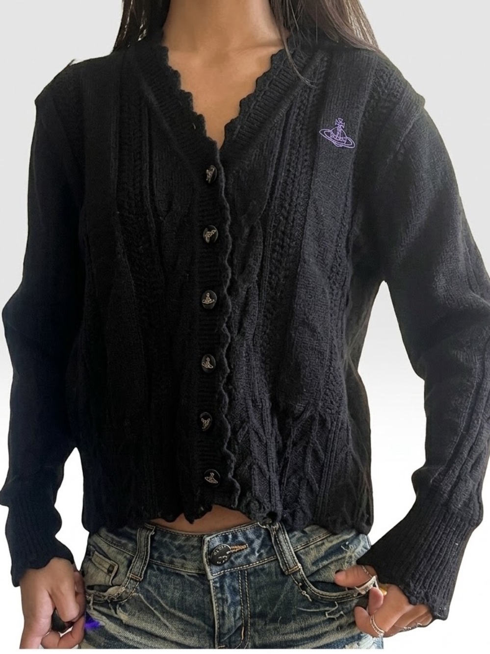 Vivienne Westwood Anglomania Cable Knit Design Bea Cardigan, Size 38, EUC 🪐